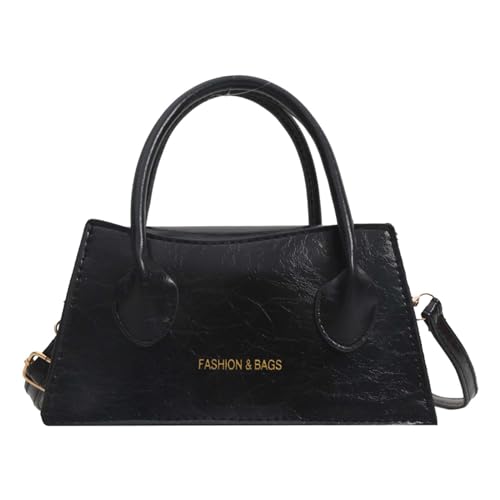 QWUVEDS Frauen Schulter Tasche Mode Muster Einfarbig Retro Handtasche Casual Umhängetasche Taschen Für (Black, One Size) von QWUVEDS