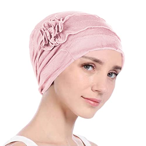 QWUVEDS Frauen Weiche Unter Schal Für Frauen Hijab Kappe Turban Kappen Vintage Kopftuch Elastische Headwrap Hut Kühlendes Armband (Pink, One Size) von QWUVEDS