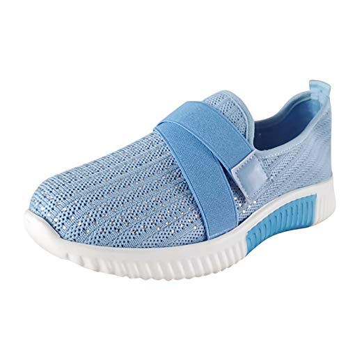 QWUVEDS Freizeit im freien Slip on Freizeit Schuhe atmungsaktive für Frauen Damen Schuhe Sommer Sandalen (Blue, 39) von QWUVEDS