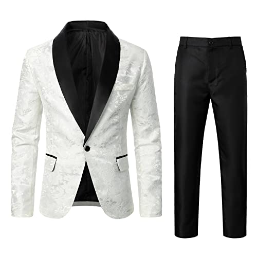 QWUVEDS Herren Formal Hochzeit Abschlussball Graduierung Casual Großer Kragen Premium Stretch Slim Fit Classic Fit Blazer und Hose Zweiteiler Sweatshirt Herren von QWUVEDS