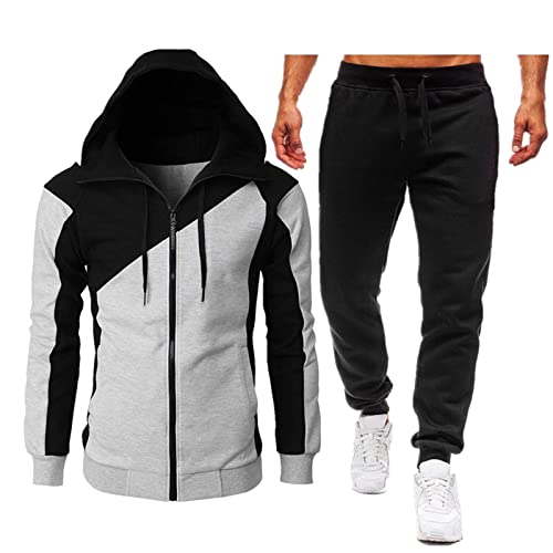 QWUVEDS Herren TrackAnzug Langarm-Kapuziner-Sportoutfit-Hosenanzug Komplett von QWUVEDS