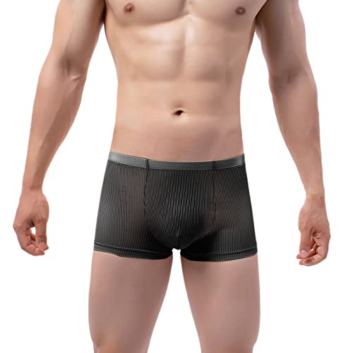 QWUVEDS Herren Unterhosen Boxershorts Unterhosen Herren Boxershorts Männer solide Schwarze Briefs atmungsaktiv mit niedriger Taille Strickte Mesh-Boxers Briefs Herren Shorts Unterhosen von QWUVEDS