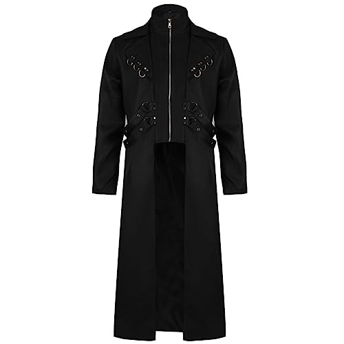 QWUVEDS Herren Vintage Jacke Halloween Kostüm Retro Gothic Mantel Jacken Für Frühling Herren (Black, XXXXL) von QWUVEDS