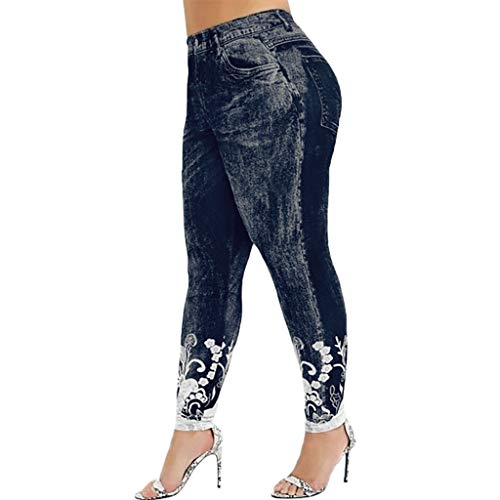 QWUVEDS Jeggings Damen Jeansoptik Bedruckte Hosen Leggings Fitness Frauen Stretch Sporthose Lauf-Yoga-Hosen Gamaschen Damen Jeggins Hose Für Damen High Waist von QWUVEDS