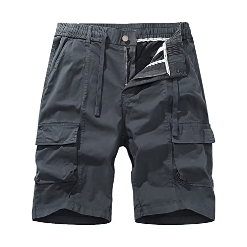 QWUVEDS Lässige Herren-Shorts mit elastischer Taille, entspannte Passform, Baumwolle, leicht, schnell trocknend, Angeln, Wandern, Arbeitsshorts, Cargo-Shorts Herren Shorts Fußball von QWUVEDS