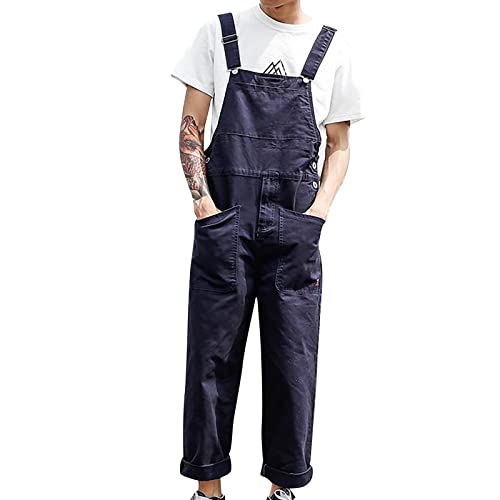 QWUVEDS Latzhose für Herren, modische, entspannte Passform, lässiger Overall aus Baumwolle, leichte Latzhose mit Taschen Bergsteiger Hose Herren Herren Jeans Slim fit Jeans Herren Regular fit von QWUVEDS