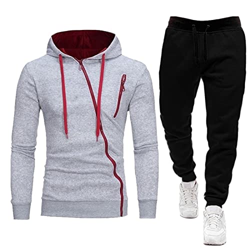 QWUVEDS Männer Winter Einfarbiger Trainingsanzug 2-teilige Outfits Langarm-T-Shirts und Hosen Jogging-Sets Athletischer Sportanzug Trainingsanzüge Sportbekleidung Trainingsanzug Camouflage von QWUVEDS