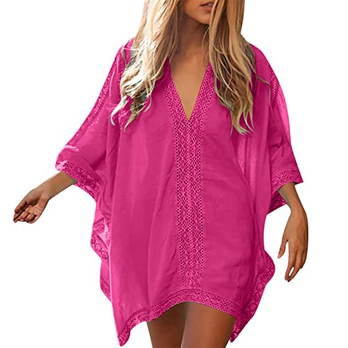 QWUVEDS Pareos & Strandkleider Für Damen Sommerkleid Damen Leicht Damen Strand Badeanzug Swim Bikini Badeanzug Übergroße Cover Up Kleider Weißes Kleid von QWUVEDS