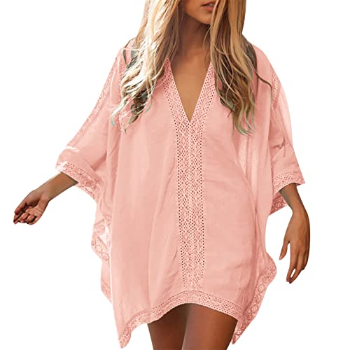 QWUVEDS Pareos & Strandkleider Für Damen Sommerkleid Damen Leicht Damen Strand Badeanzug Swim Bikini Badeanzug Übergroße Cover Up Kleider Weißes Kleid von QWUVEDS