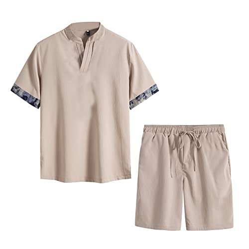 QWUVEDS Sommer Sportanzug Herren Sommer Atmungsaktives Anti-Falten Zweiteiliges Atmungsaktives Volumen T-Shirt Shorts Set Trainingsanzug Sportanzug 2-teilig Kurzarm T-Shirt + Kurze Hose Sets von QWUVEDS