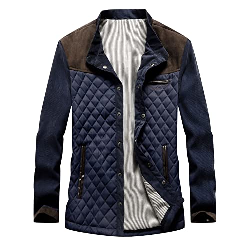 QWUVEDS Sommer jacken Herren dünn Jeans jacken für Herren Herren-Herbst- und Wintermode, lässig, Karierte Taschenjacke, Dicker Mantel Armee Herren Schwarz Outdoor jacken für Herren sommerjacken von QWUVEDS