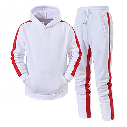 QWUVEDS Stil lässige Winter Farbe Herren Kontrast samt Sportbekleidung Anzug Herren Anzüge & Sets Jogginghose Und Hoodie Set Herren von QWUVEDS