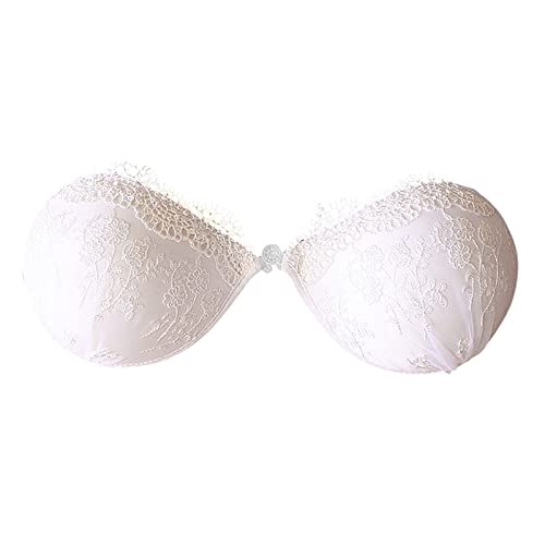 QWUVEDS Trägerloser, rückenfreier BH für Damen, selbstklebend, wiederverwendbar, klebriger Push-up-BH, rutschfest Top Mit Spitze von QWUVEDS