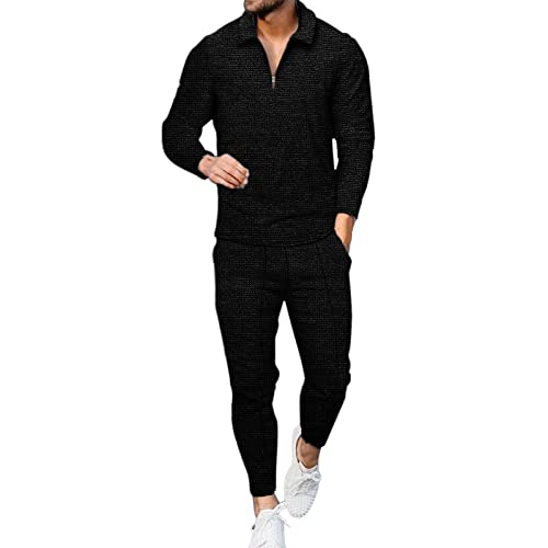 QWUVEDS Winter Sportanzug Herren Sets 2 Stück Outfits Hemd Mode Trainingsanzüge Casual Set Plus Size Langarm und Hosen Set S Anzughose Herren Trainingsanzug Set Lange Ärmel Kapuzenpullover von QWUVEDS