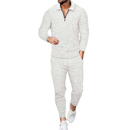 QWUVEDS Winter Sportanzug Herren Sets 2 Stück Outfits Hemd Mode Trainingsanzüge Casual Set Plus Size Langarm und Hosen Set S Anzughose Herren Trainingsanzug Set Lange Ärmel Kapuzenpullover von QWUVEDS