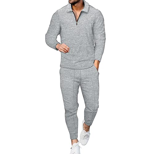 QWUVEDS Winter Sportanzug Herren Sets 2 Stück Outfits Hemd Mode Trainingsanzüge Casual Set Plus Size Langarm und Hosen Set S Anzughose Herren Trainingsanzug Set Lange Ärmel Kapuzenpullover von QWUVEDS