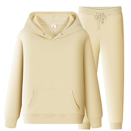 QWUVEDS Winter Sportanzug Männer und Frauen Sport Anzug Herbst und Winter Freizeit einfarbige Kapuzenpullover Hosen mit Quasten Sportanzug Herren Anzug Komplett von QWUVEDS