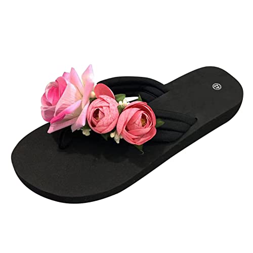 QWUVEDS hausschuhe damen sommer hausschuhe mädchen damen sandalen Hausschuhe für Damen Damen Sommer Flip Flops Open Toe Blumen Bohemian Sandalen Freizeitschuhe Gel Max Schuhe Damen von QWUVEDS
