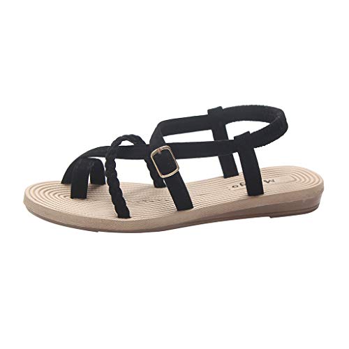 QWUVEDS sandalen & slides für damen zehentrenner sandalen damen sandalen mädchen Frauen Toe-Bodenschlaufen Clip-Strand-Schuhe Wilder Sommer flache Sandalen Römischen Frauen-Sandalen Damenschuhe von QWUVEDS