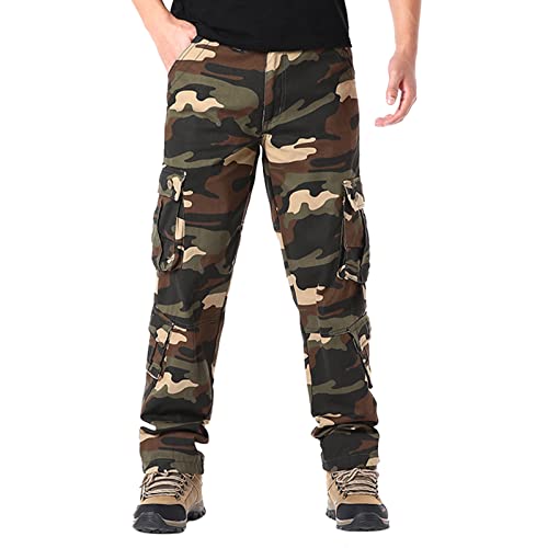 Stretch Jeans Herren Herren Jeans Stretch Skinny Jeans Herren Mens Fashion Casual Camouflage Multi Pocket Zipper Buckle Male Cargo Pants Outdoor Pants Tooling Pants Cargohose Herren Wandern von QWUVEDS