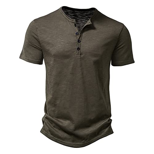 T Shirt Mit Knopfleiste Herren Kurzarm Sommer Herren Slub Baumwolle T-Shirt Herren Casual Fashion Kragen Herren Kurzarm T-Shirt Jade Herren leichte Henley-Oberteile für Fitnessstudio, Laufen Schwarze von QWUVEDS