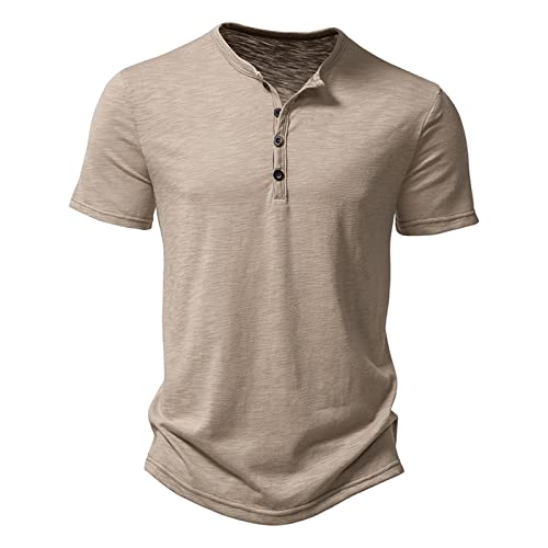 T Shirt Mit Knopfleiste Herren Kurzarm Sommer Herren Slub Baumwolle T-Shirt Herren Casual Fashion Kragen Herren Kurzarm T-Shirt Jade Herren leichte Henley-Oberteile für Fitnessstudio, Laufen Schwarze von QWUVEDS