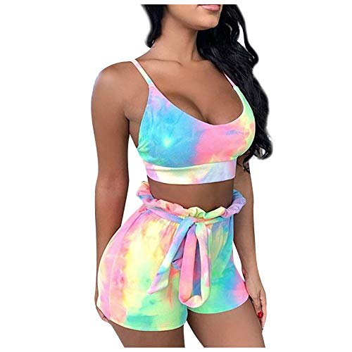 Wear Damenschlafoberteile + Hosen Wear Fashion-Home-Set-Sätze lässige Kurze Weiße Hose Damen Shorts Damen Sport Set Shorts Damen Sommer Set Sommer Kurzarm Top Shorts Set für Damen Shorts und Top Set von QWUVEDS