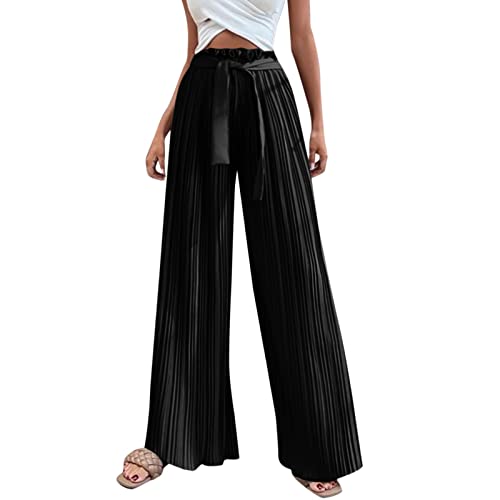 Weiße Hose Damen Stretch 3/4 2022 Winter Plissee Sag Sense Loose Pants Hohe Taille Straight Tube Strap Hose Baggy Hose Damen Baggy Jogginghose Damen Palazzo Hose Damen Palazzo Hose Sport Palazzo Hose von QWUVEDS