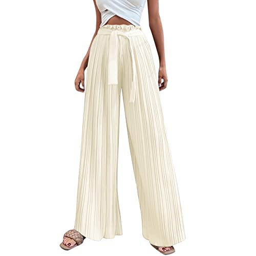 Weiße Hose Damen Stretch 3/4 2022 Winter Plissee Sag Sense Loose Pants Hohe Taille Straight Tube Strap Hose Baggy Hose Damen Baggy Jogginghose Damen Palazzo Hose Damen Palazzo Hose Sport Palazzo Hose von QWUVEDS