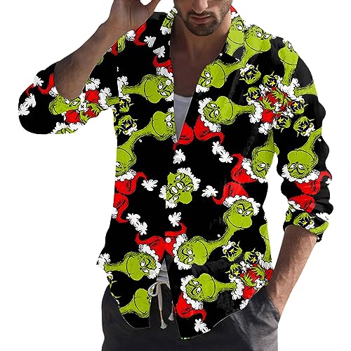 Winterhemden Herren Grinch Weihnachtshemden Herren Freizeithemd Button Down T-Shirts Langarmshirts Blumenhemd 3D Gedruckt Muster Hemd Weihnachtshemd weihnachtshemd Herren lustig weihnachtshemd Herren von QWUVEDS