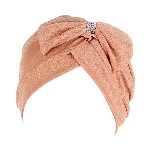 Wrap Cancer Bohemian Cap Headwear Hat Cap Hair Ethnic Braid Cover Bowknot Head Turban Turban Heardband Back Workout Equipment (Khaki, One Size) von QWUVEDS