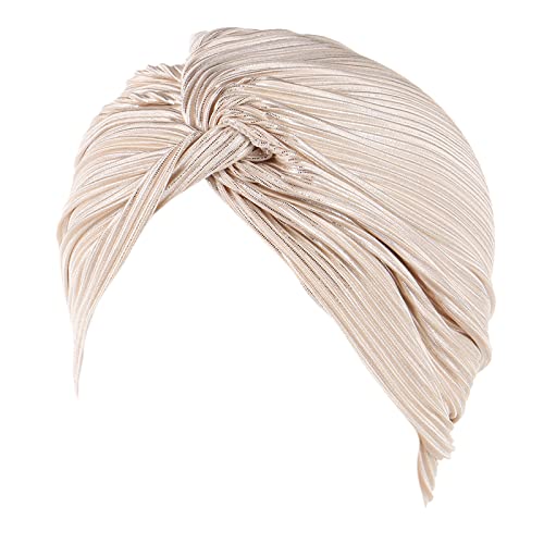 Wrap Cap Headwear Bohemian Braid Hat Kopfbedeckung Haarkappe Turban Silber Cancer Ethnic Turban Heardband Stirnband Samt Schwarz (Beige, One Size) von QWUVEDS