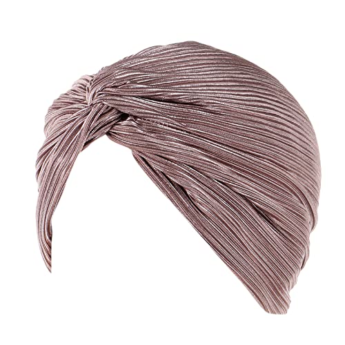 Wrap Cap Headwear Bohemian Braid Hat Kopfbedeckung Haarkappe Turban Silber Cancer Ethnic Turban Heardband Stirnband Samt Schwarz (Khaki, One Size) von QWUVEDS