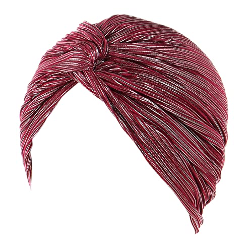 Wrap Cap Headwear Bohemian Braid Hat Kopfbedeckung Haarkappe Turban Silber Cancer Ethnic Turban Heardband Stirnband Samt Schwarz (Wine, One Size) von QWUVEDS