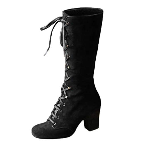 high Heels Plateau high Heels schwarz high Heels sexy Casual Vintage Retro Mid-Calf Stiefel Schnürschuhe mit dicken Absätzen Däumling Mädchen Sandalen Damen Sommer bequem von QWUVEDS