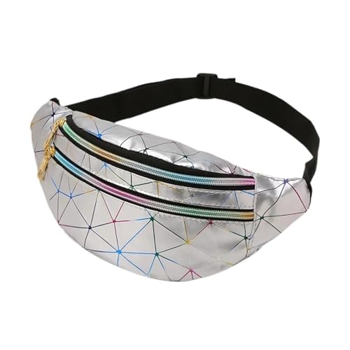 Bauchtasche Neon Holographische Fanny Pack Damen Gürteltasche Weibliche Taille Taschen Brust Handytasche Dame Banane Geldbörse Bauchtasche Niere(White) von QWWQYDY
