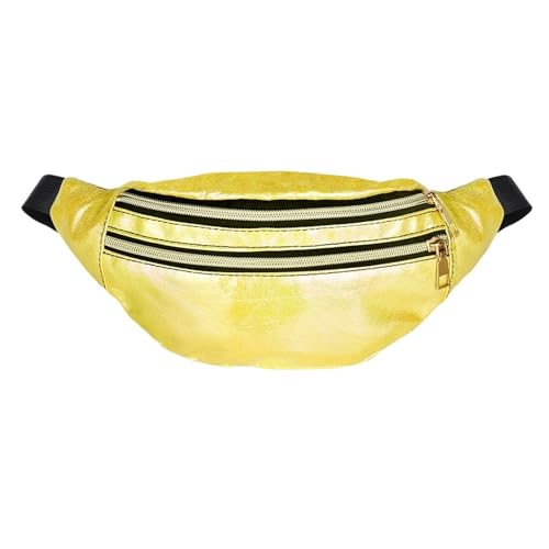 Bauchtasche Neon Taillentasche for Damen, Gürteltasche, Schultertasche, holografische Designer-Hüfttaschen, Party-Reise-Handytasche(Yellow) von QWWQYDY