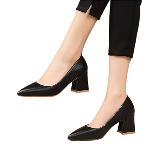 Hochzeit Schuhe Damen Basic Pumps Spitzschuh High Heels Bootsschuhe for Damen Abendschuhe Flache Weiße Hochzeitsschuhe(Black,39) von QWWQYDY
