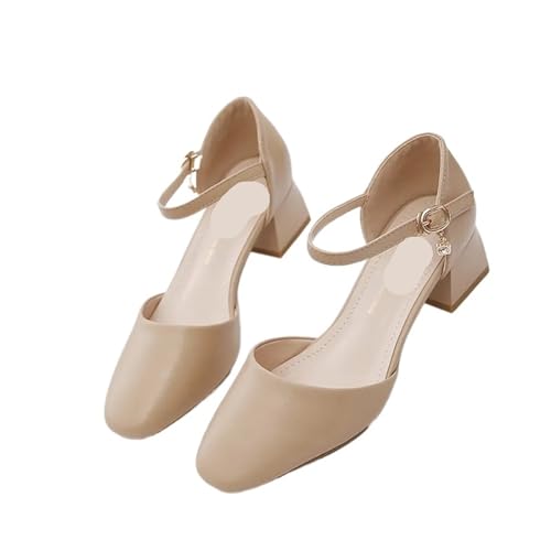 Hochzeit Schuhe Damen Frauen Mode Schnalle Perle Platz Ferse Schuhe Dame Freizeit Elegante Büro Karriere Pumpen(Color 13,35) von QWWQYDY