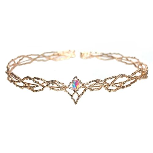 Kopfschmuck Elfen Kristall-Elfen-Haarkrone, Feenhaar, Wald-Haarband, Elfen-Pixie-Haarschmuck for Frauen(1) von QWWQYDY