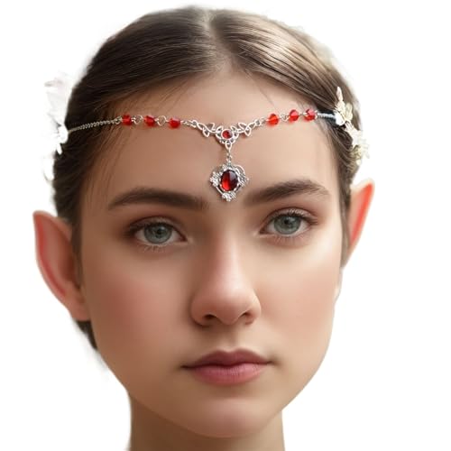 Kopfschmuck Elfen Waldzauber Elfen-Haarkette Elfen-Stirnkette for Damen(As picture-01) von QWWQYDY