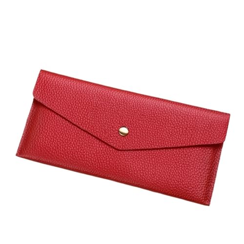 QWWQYDY Brieftasche Damen Bargeldaufbewahrungstasche Münzgeldbörse Leder Weicher Umschlag Aufbewahrungsbehälter(Red) von QWWQYDY