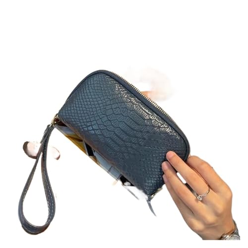 QWWQYDY Brieftasche Damen Clutch-Geldbörsen, Lange Damen-Geldbörse aus Rindsleder, Geldbeutel, Kartenhalter(Blue) von QWWQYDY
