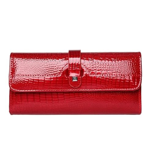 QWWQYDY Brieftasche Damen Damen Leder Geldbörse Lange Clutch Geldbeutel(Red) von QWWQYDY