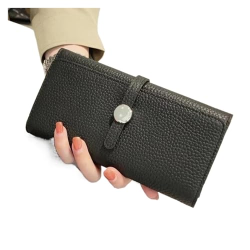 QWWQYDY Brieftasche Damen Echtes Leder Brieftasche Frauen Kupplung Damen Geldbörsen Karte Münze Tasche(Black) von QWWQYDY