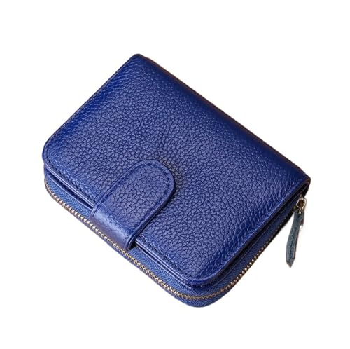 QWWQYDY Brieftasche Damen Echtes Leder Brieftasche Frauen Schicht Rindsleder Geld Geldbörse Karte Halter Zipper(Blue) von QWWQYDY