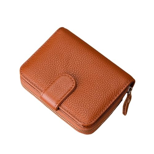 QWWQYDY Brieftasche Damen Echtes Leder Brieftasche Frauen Schicht Rindsleder Geld Geldbörse Karte Halter Zipper(Brown) von QWWQYDY