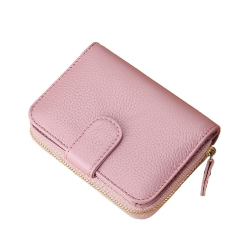 QWWQYDY Brieftasche Damen Echtes Leder Brieftasche Frauen Schicht Rindsleder Geld Geldbörse Karte Halter Zipper(Pink) von QWWQYDY