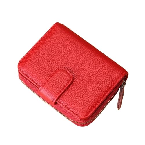 QWWQYDY Brieftasche Damen Echtes Leder Brieftasche Frauen Schicht Rindsleder Geld Geldbörse Karte Halter Zipper(Red) von QWWQYDY
