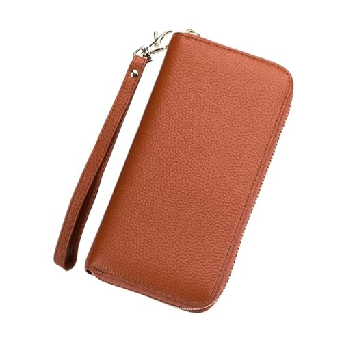 QWWQYDY Brieftasche Damen Echtes Leder Frauen Lange Brieftaschen Damen Kupplung Geld Tasche Münze Zipper Halter(Yellow2) von QWWQYDY